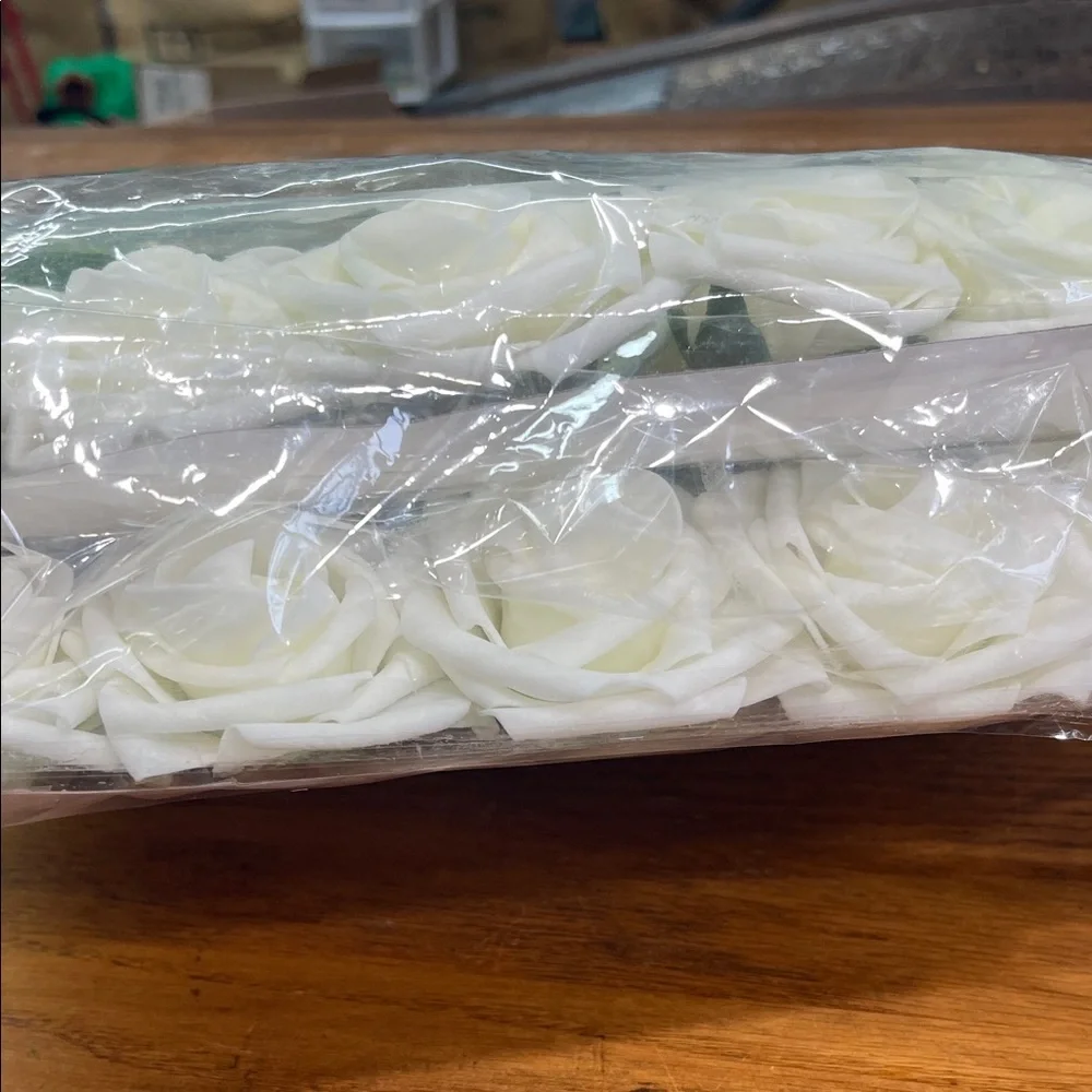 50 piece Elegant White Faux Rose Bouquet